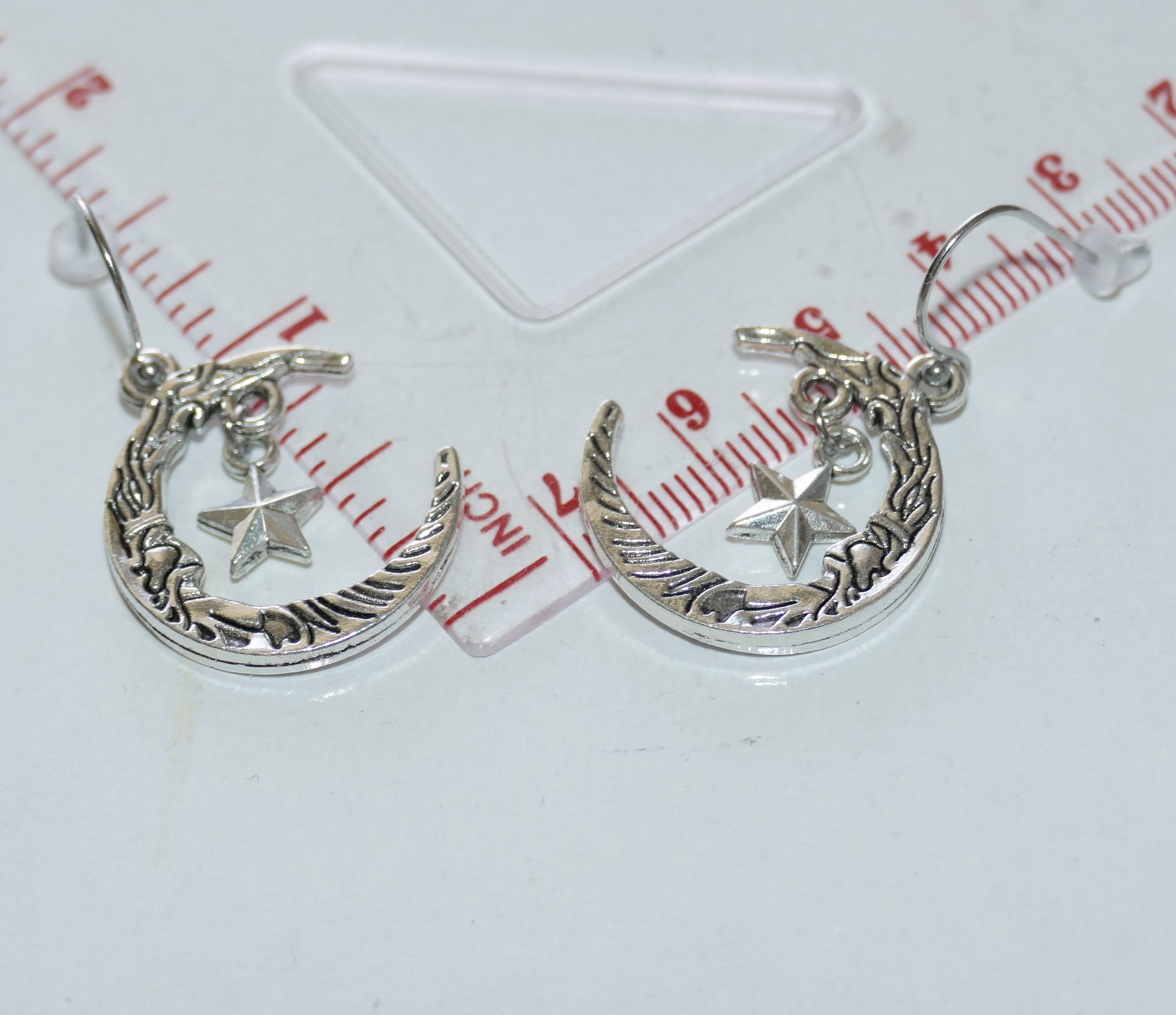 Crescent Moon Earrings, Stainless Steel Hook Earrings, Free