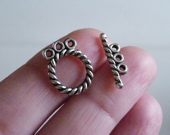 5x Rope 3 Strand Toggle Clasps, 3 Row Clasp Connector, Multi Strand Connectors, Jewelry Fasteners
