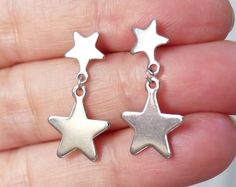 Star Charm Earrings, High Quality Stainless Steel Star Stud Free Shipping Hypoallergenic Earrings with Rubber Backs G134