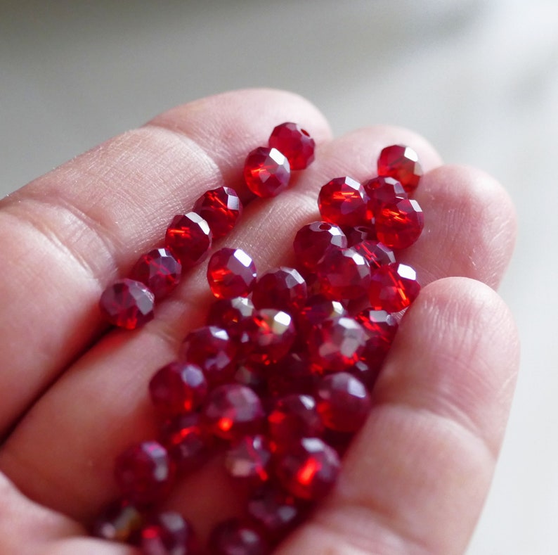 24x Red AB Glass Crystal Beads 6mm X 4mm Rondelle Spacer Etsy