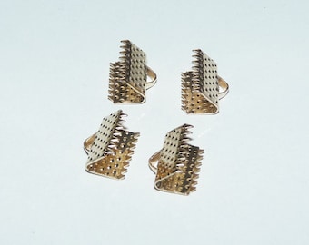 10/30x Flat Cord Crimp End Ribbon Caps, 10mm KC Gold Metal Clamps C173