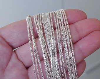 2x Silver Box Necklace Chain,  16"/18"/20"/22"/24" 925 Silver Plated Necklace 1.2mm Fine Chain with Lobster Clasp G184