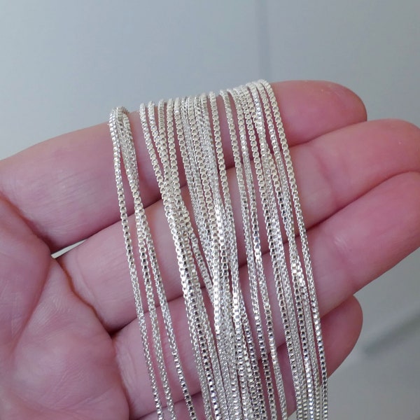 2x Silver Box Necklace Chain,  16"/18"/20"/22"/24" 925 Silver Plated Necklace 1.2mm Fine Chain with Lobster Clasp G184