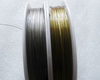 30 m/Rolle Edelstahl Tiger Tail Perlendraht, 0.45mm Gold/Silber/Schwarz Nylonbeschichtete Edelstahlschnur C650