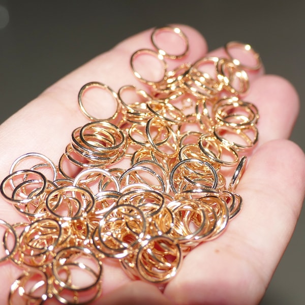 50x Champagne Gold 7mm/9mm/10mm Open 21/18 Gauge Jump Rings, Clasp Connector, KC Gold Jewelry Findings, Beading Supplies D377
