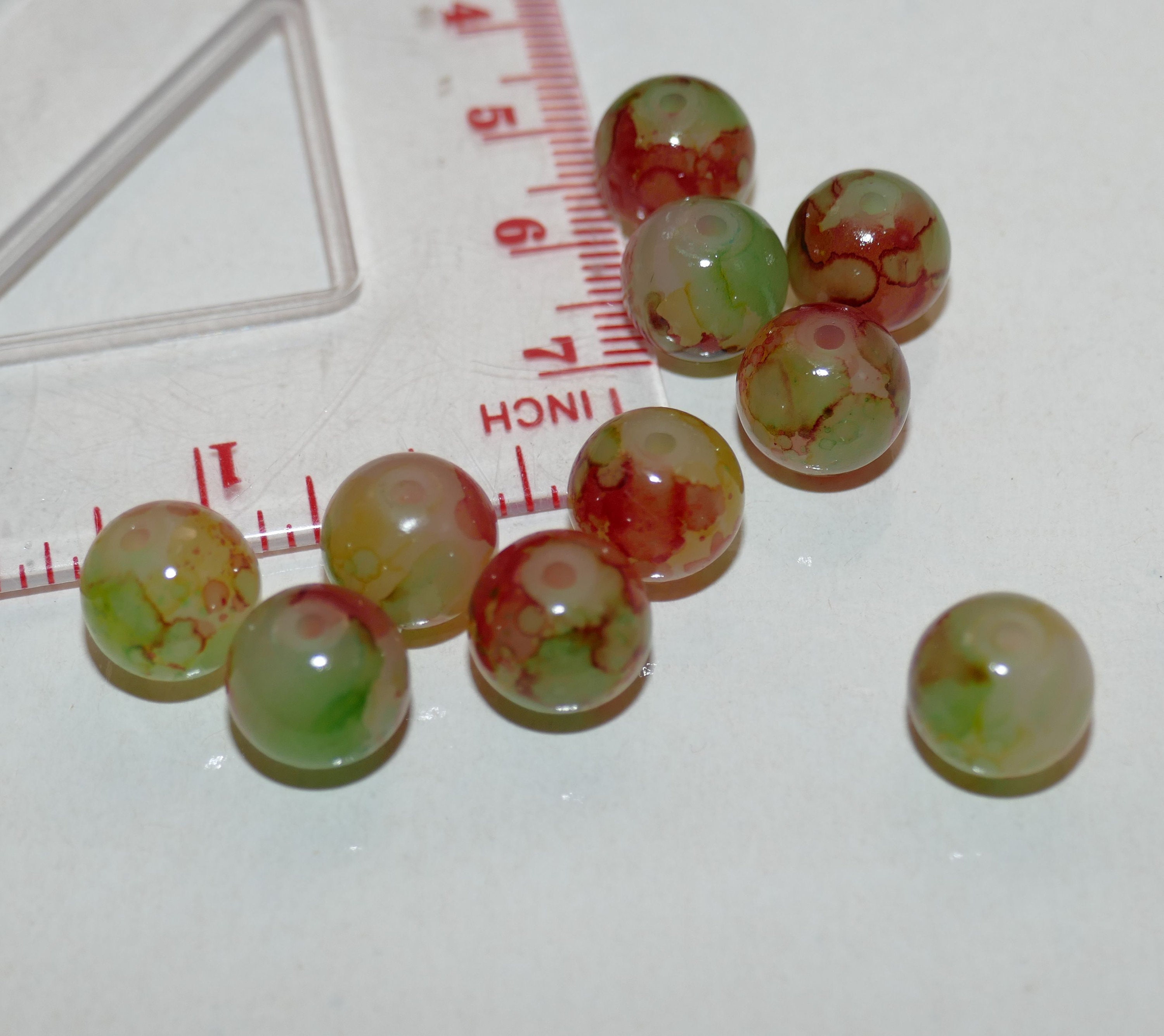 Beading Supplies G183 6mm/8mm/10mm Lacquered Round Glass Beads Multi Colored Spacer Beads 10x Orange/Green Stained Glass Beads Beading Supplies G183 6mm/8mm/10mm Lacquered Round Glass Beads Multi Colored Spacer Beads 10x Orange/Green Stained Glass Beads