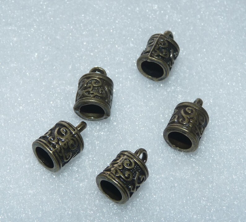10 Cord End Caps 5mm Antique Bronze Tone Cord Ending Bead Etsy