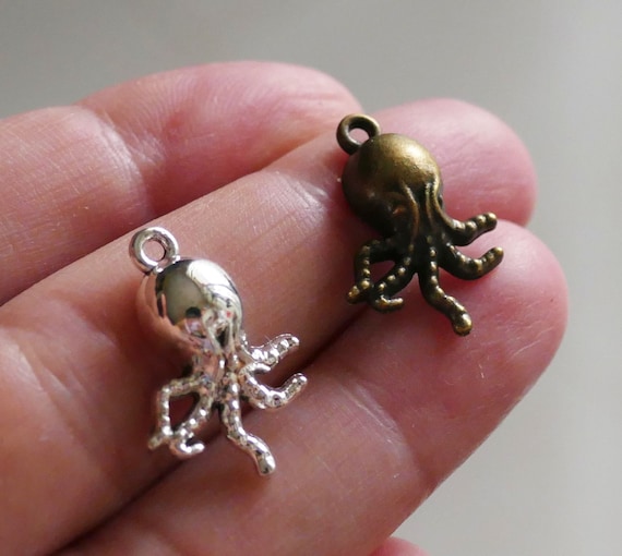 10X Zinc Alloy Antique Silver Octopus Beads Charms Pendants DIY Jewelry Findings