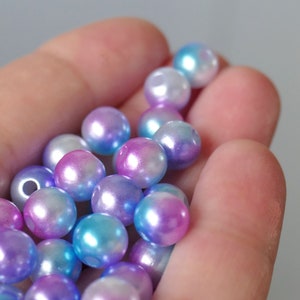 100x Mermaid 8mm Faux Pearl Imitation Rainbow Beads B346