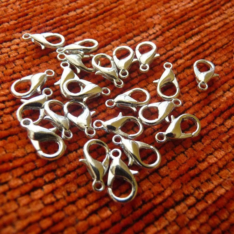 Silver Plated Lobster Claw Jewellery Findings Trigger Clasps Fasteners 12MM