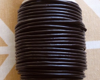1 Yard Brown Round 2mm Genuine Leather Cord, Brown Real Leather Necklace/Bracelet Cord for Making Jewelry