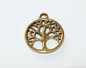 5/10x Tree of Life Charms, Antiqued Gold Tone Double Sided Charms C694