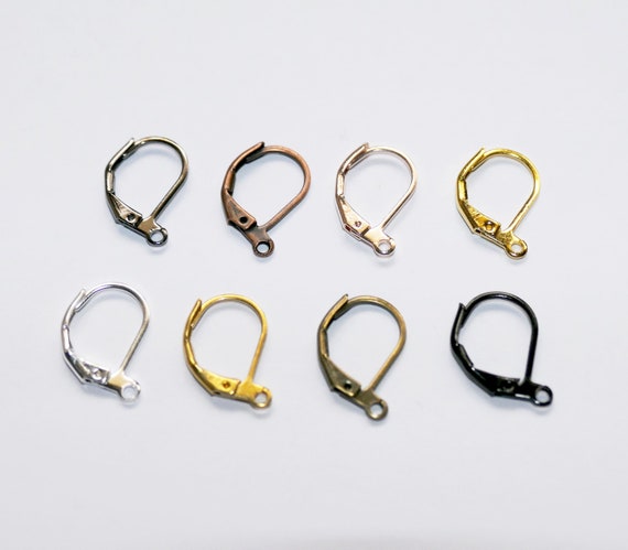 50pcs Hypoallergenic Earring Hooks Brass Lever Back Earring Round Hook Ear  Wire with Open Loop for