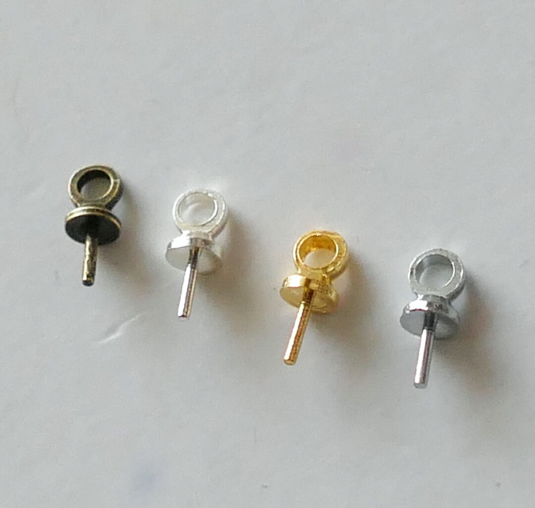 20/50x Bail Cap and Peg, Gold/silver/bronze Tone Bead Cap Bails With