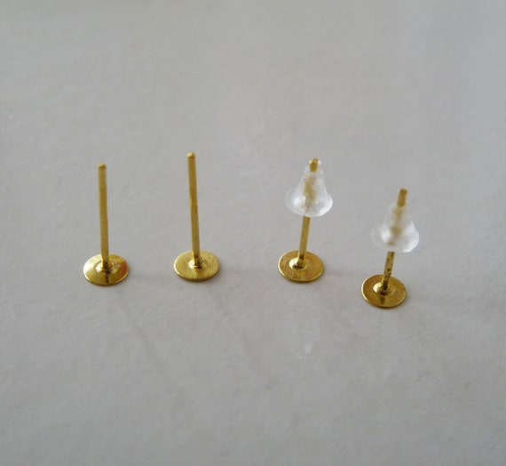 20/50/100x Flat Back 5mm Earring Studs Rubber Backs, Gold Tone Ear Studs  Flat Pad Earring Posts, Flat Post Earrings B071