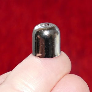 10x Cord End/Tassel Caps, Fit 9mm Round Cord End Tip Caps, Dark Silver Tone D196