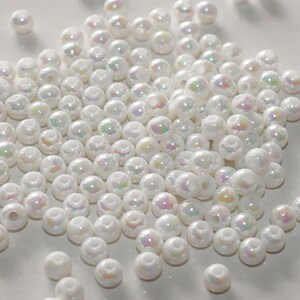 100 perles acryliques AB blanches, 4 mm, fausses perles, perles rondes, fournitures pour perles D141 image 3