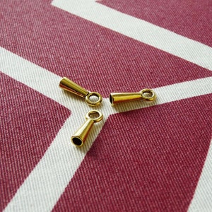 10x Gold Tone Cone Round Fit 2mm Cord/Chain End Tip Caps