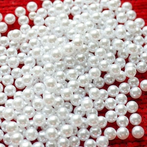 50/100x White 5mm Round Beads Without Holes, Vase Decoration Faux Pearl No Hole Beads H143