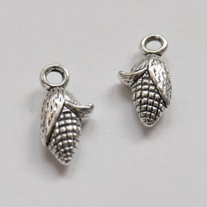 5/10x Corn Cob Charms, Antique Silver Tone Vegetables Small Pendants G055