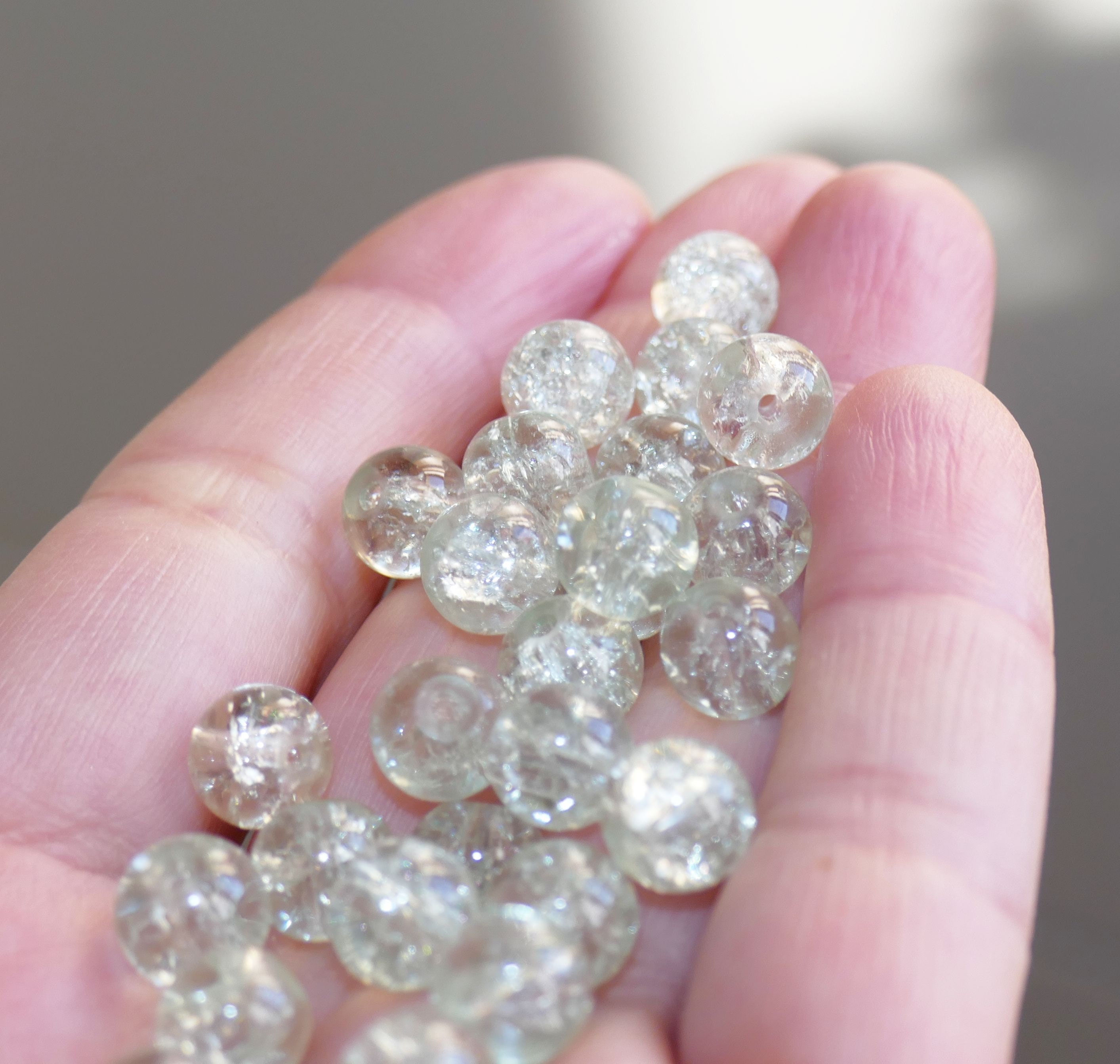 10x Clear Crackled Glass 8mm Beads Marbles Cracked Glass Etsy