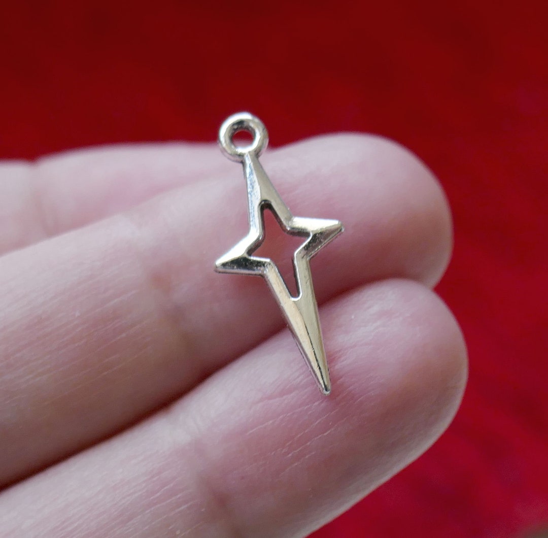 10x Star Charms, Silver Tone Small Metal Charms, Free