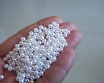 200x perles blanches rondes de 4 mm, perles intercalaires en acrylique, livraison gratuite, fournitures de perles B033