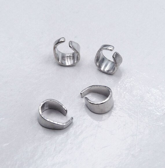 100pcs 304 Stainless Steel Snap On Bails Tiny Smooth Pendant Bail Findings 7mm