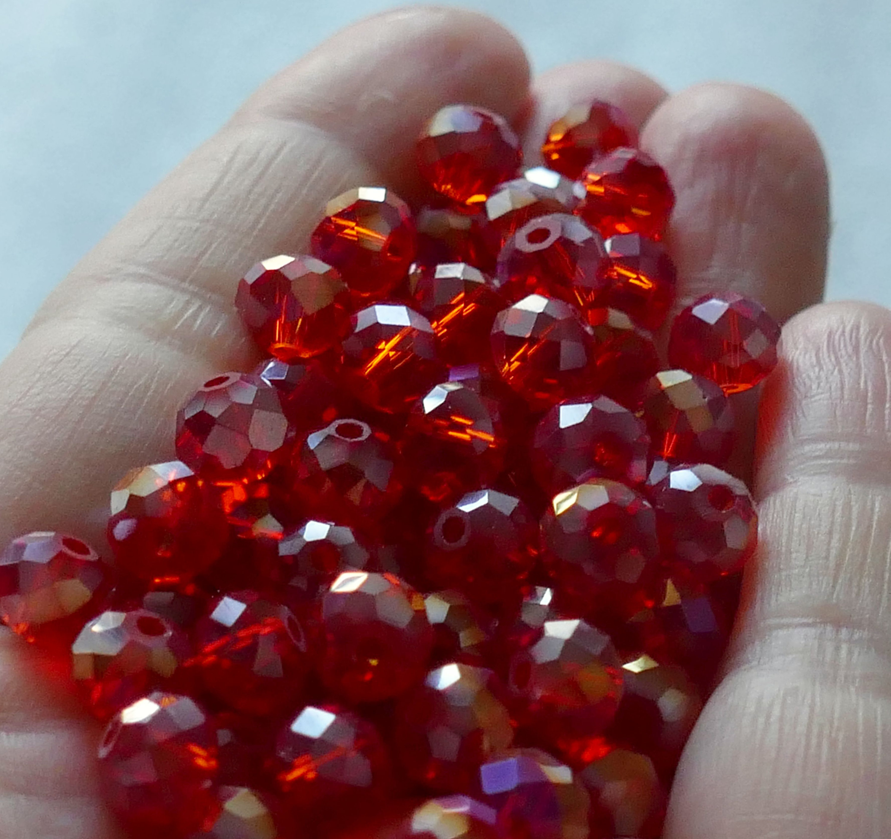 24x Red AB Glass Crystal Beads 6mm X 8mm Rondelle Translucent Etsy