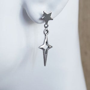 Star Charm Drop Earrings, Hypoallergenic Star Stud Earrings with Rubber Backs G130