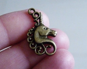 4/8x Unicorn Horse Charms, Antique Bronze Tone Mythical Pendants