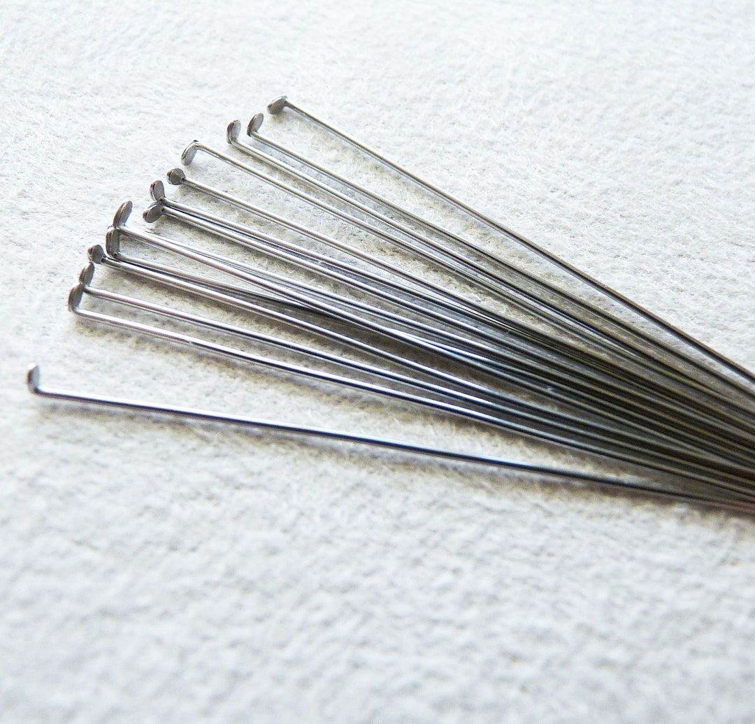 30x Stainless Steel Flat Head 30mm Pins, Silver Tone Beading Supplies ...