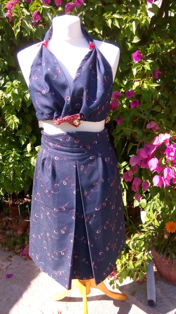 embroidered denim western style set