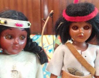 2 doll Indian garment leather 1950 s!