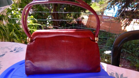 (lizard) leather bag bordeaux late 50s early 60 s.