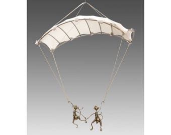 Decorative parachute, monkey skydiver, nursery decor, monkeys sculptures