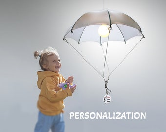 Light Parachute pendant lamp shade, hardwired or with US EU plug or just hanging decor. Fits UL Ce certified cord sets. Personalized gift.