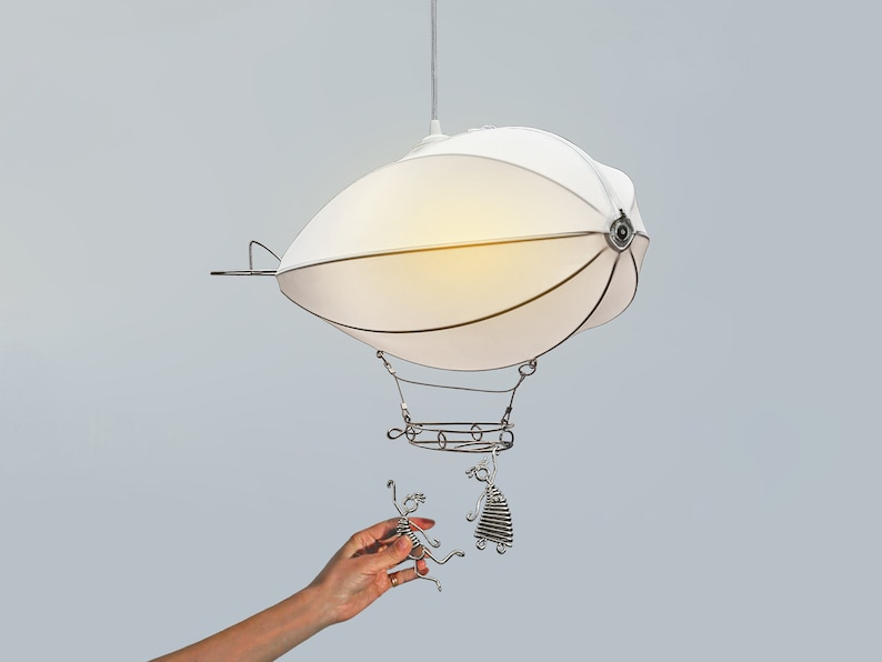 Zeppelin Pendant Light Shade, Fabric Dirigible Lamp, Personalized Gift bild 3