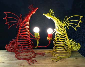 Dragon lamp Light sculpture composition Bedside table sculptural lamps «DinoLights» In a single copy produced by ArtBuz ArtBuzGallery