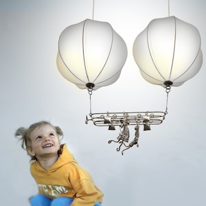Double Hot Air Balloon Lamp Shade: Whimsical Pendant Light Decor