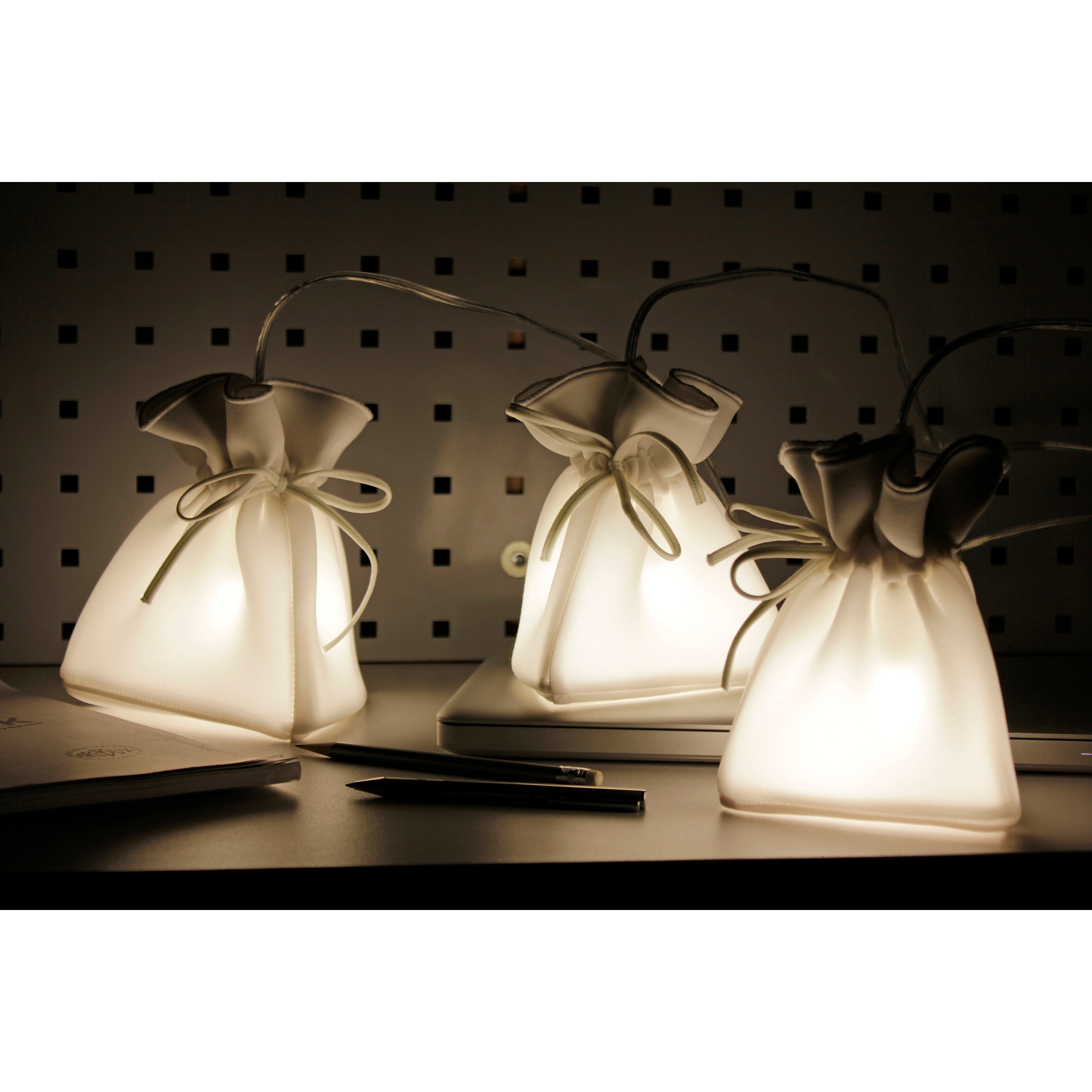 Lamps set «LIGHT BAGS» (three pieces) white fabric lampshade for nursery pendant lighting table desk accent fixture ArtBuz ArtBuzGallery