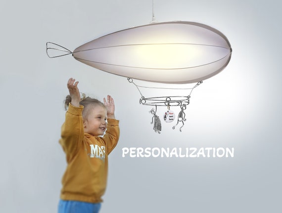 Zeppelin Pendant Light Shade, Fabric Dirigible Lamp, Personalized Gift
