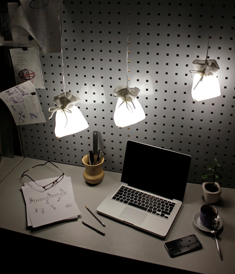 Lamps Set LIGHT BAGS three Pieces White Fabric Lampshade Etsy