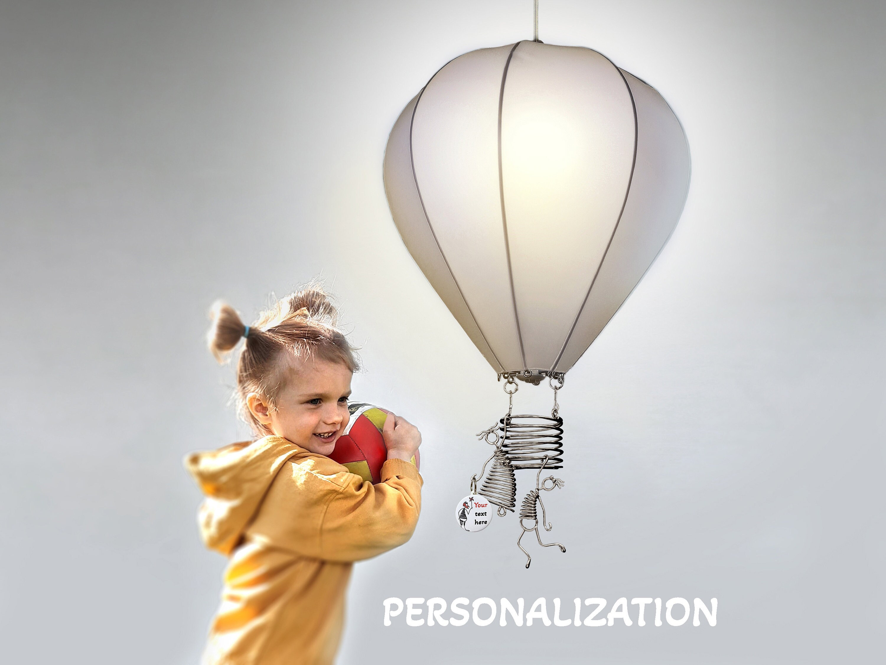 Dreamy Hot Air Balloon Nursery Light - Kids Room Decor - Handcrafted Whimsical Ceiling Lamp
