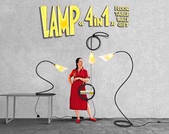 Lámpara de pie flexible 4 en 1, lámpara de pie moderna, lámpara de mesa alta / lámpara de escritorio ajustable, aplique de pared enchufable / lámpara de pared versátil, bolsa de regalo.