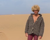 Unisex Cardigan Jumper, Handmade Artisan Woollen Jumper, Chunky Knitwear, Stay Warm this Winter, Scandi, Moroccan, Wool, Aran, Knitted