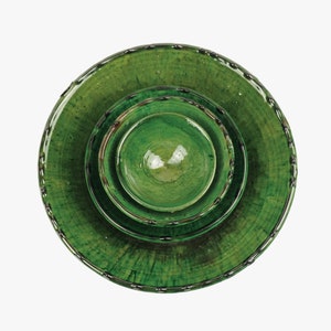 Moroccan Vintage Tamegroute Green Glazed Nesting Bowls Set of 3, Set of 4,  Handmade Ceramic Serving Bowl, Home Decor, Mother&#39;s Day