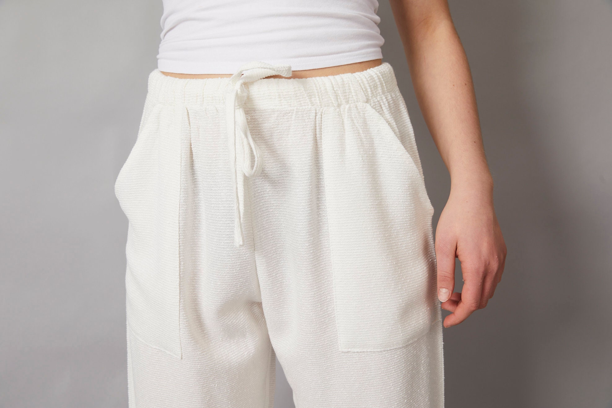 White Straight Jogger Linen and Cotton Mix Unisex Moroccan Etsy UK