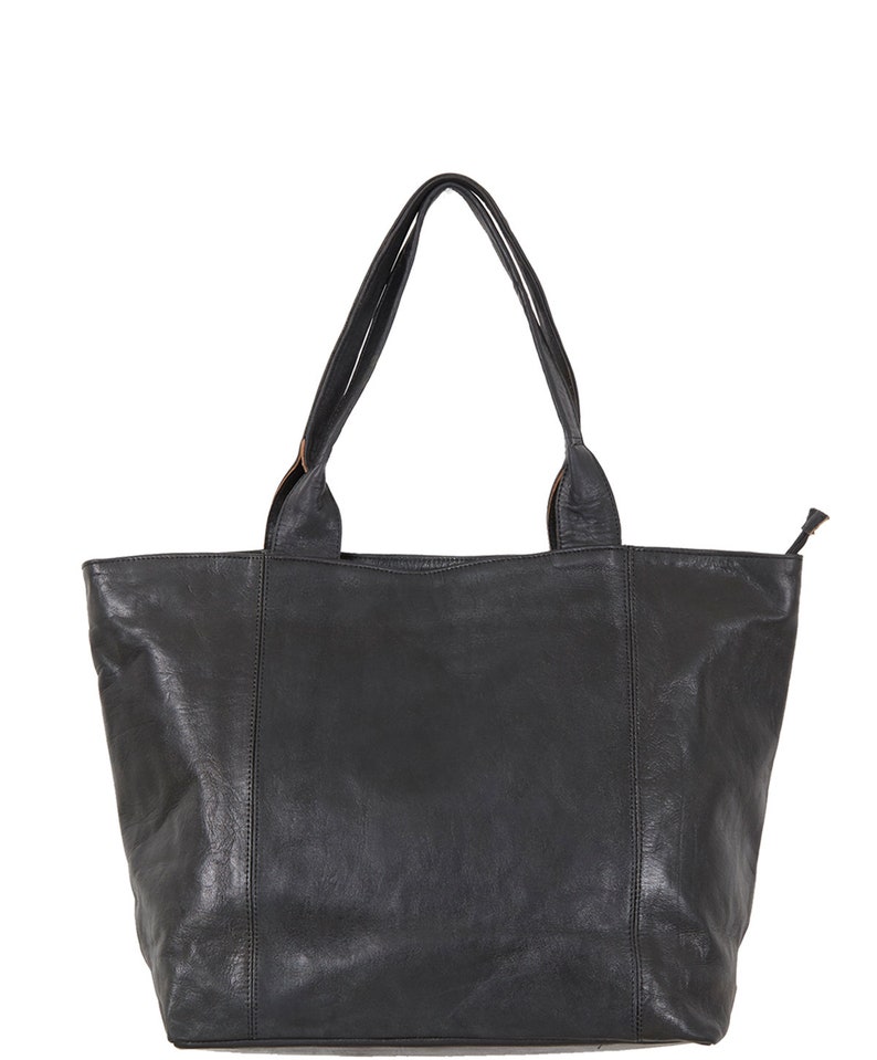 MID-SEASON SALE Moroccan Medium Sized Mid-Brown Leather Tote Bag, Handmade Bohemian Shoulder Shopper, Premium Quality Travel Black