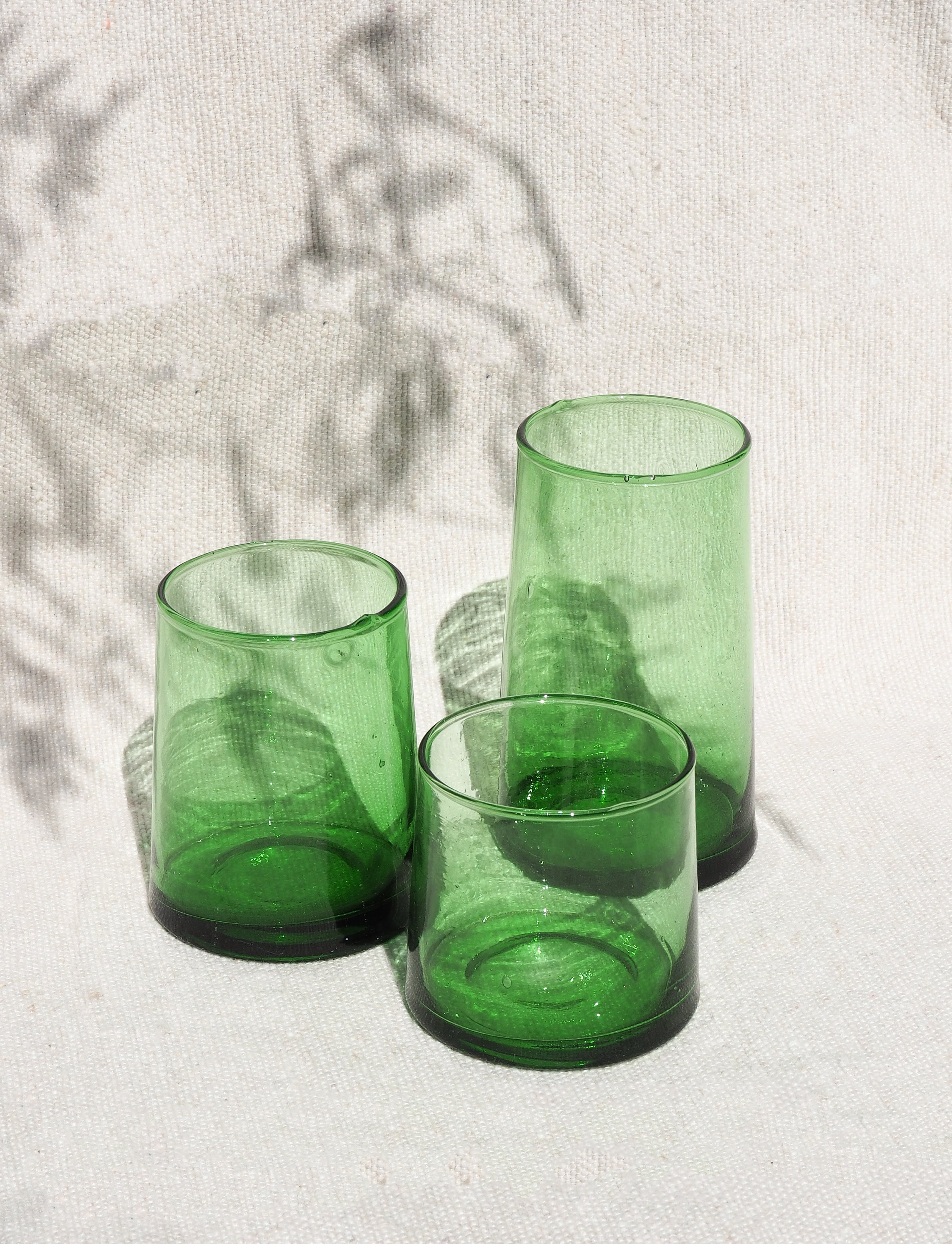 Recycled Moroccan Green Tumbler/highball Glass, Sustainable
